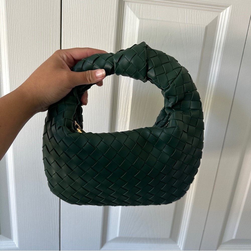 Woven Dark Green Small Handbag